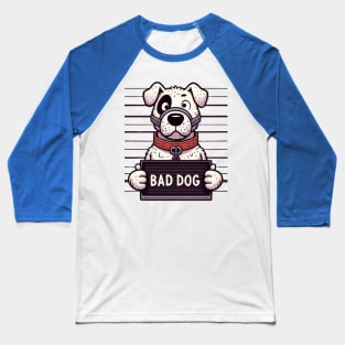 Bad Dog Muzzeled Jail Mugshot Baseball T-Shirt